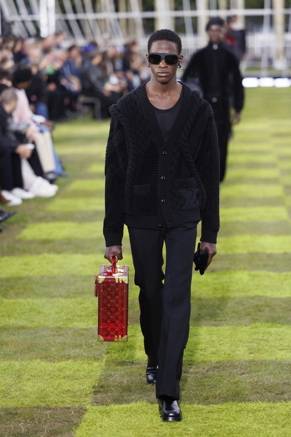 A model wears a creation as part of the Louis Vuitton Spring Summer 2025 collection, that was presented in Paris, France, Tuesday, June 18, 2024. (Photo by Vianney Le Caer/Invision/AP)