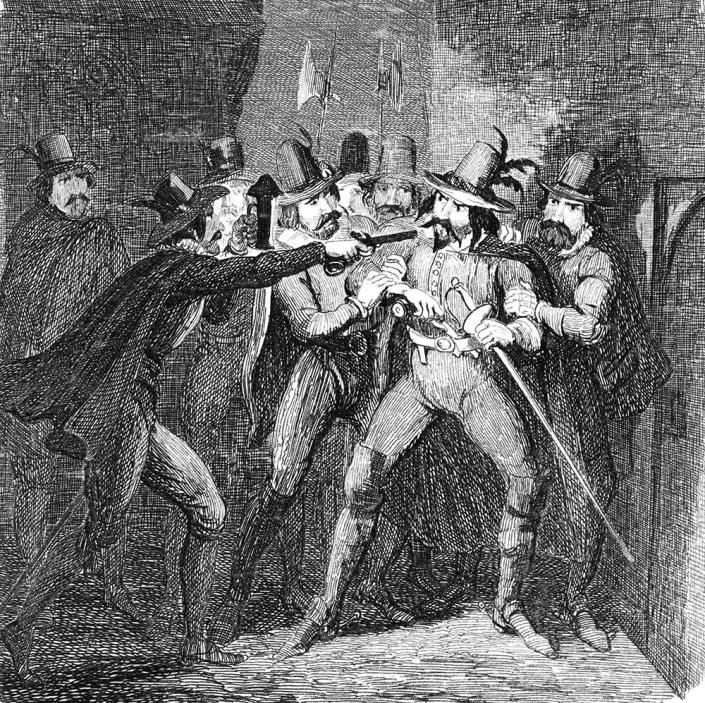 Scan of &quot;Guy Fawkes arrested by Sir Thomas Knevet and Topcliffe&quot; by the English illustrator George Cruikshank (1792 - 1878).