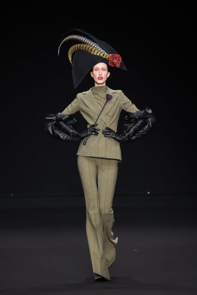 Anna Cleveland on the runway in the Chiara Boni La Petite Robe fashion show. Getty Images