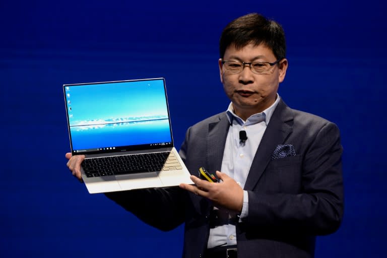 Huawei CEO Richard Yu presents the MateBook X pro laptop