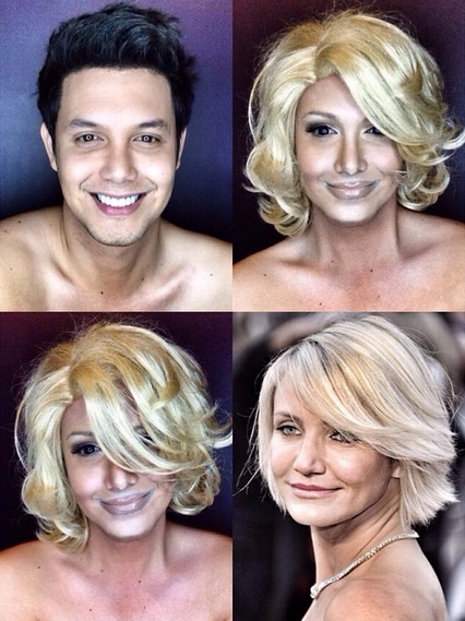 Makeup artist Paolo Ballesteros transforms himself into Cameron Diaz.