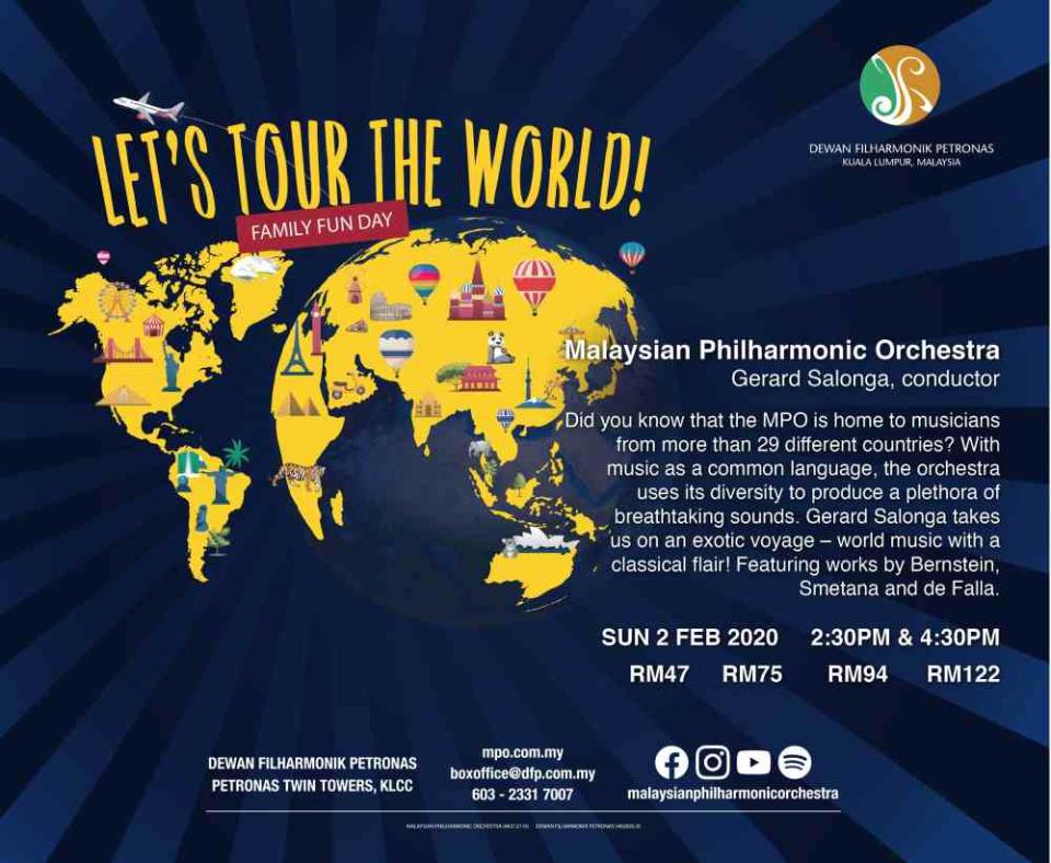 ‘Let’s Tour the World!’ concert will feature music from all over the world. ― Picture courtesy of Malaysian Philharmonic Orchestra