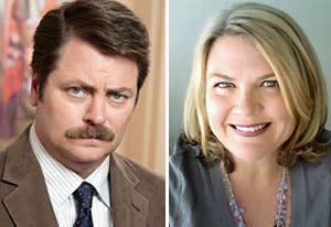 Nick Offerman and Paula Pell | Photo Credits: NBC; Paula Pell