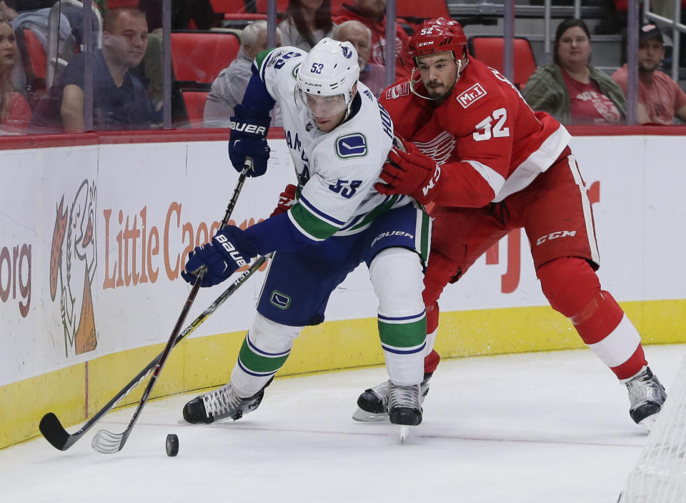 Bo Horvat is among Vancouver’s young stars helping the Canucks to a surprise start. (AP Photo/Duane Burleson)