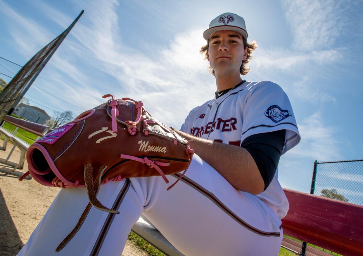 Worcester Academy’s Mavrick Rizy at Gaskill Field in Worcester Friday.