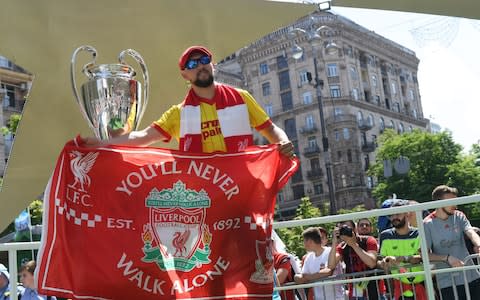 Liverpool fan in Kiev - Credit: AFP