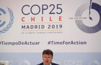 El Secretario General de la Organización Meteorológica Mundial (OMM), Petteri Taalas, habla durante la Conferencia de las Naciones Unidas sobre el Cambio Climático (COP25) en Madrid