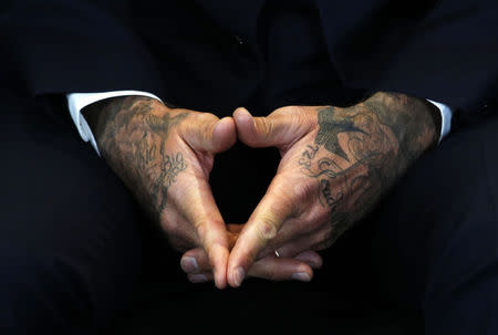 David Beckham attends a press conference to mark his 10 years as a UNICEF Goodwill Ambassador, at Google's headquarters in central London, February 9, 2015. REUTERS/Peter Nicholls