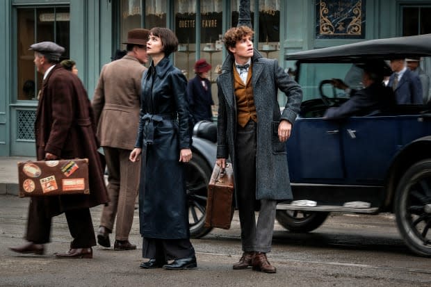 Tina Goldstein (Katherine Waterston) and Newt Scamander (Eddie Redmayne). Photo: Jaap Buitendijk/Courtesy of Warner Bros. Pictures