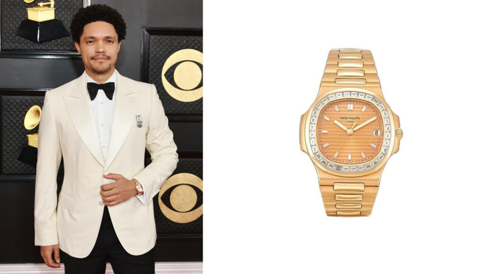 Trevor Noah wearing a Patek Philippe Nautilus Ref. 5723/1R-001