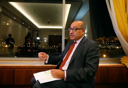 Suma Chakrabarti President of the European Bank for Reconstruction and Development (EBRD), gestures during an interview with Reuters in Budapest, Hungary, November 9, 2016. REUTERS/Laszlo Balogh