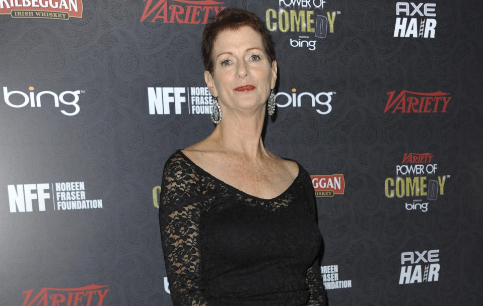 FILE - In this Nov. 17, 2012 file photo, Noreen Fraser arrives at Variety Power of Comedy at Avalon Hollywood in Los Angeles. The family of Noreen Fraser, a TV producer and co-founder of Stand Up to Cancer, says she has died at age 63. Fraser's family said she died Monday< March 27, 2017, at her Los Angeles home of metastatic breast cancer. (Photo by Richard Shotwell/Invision/AP, File)