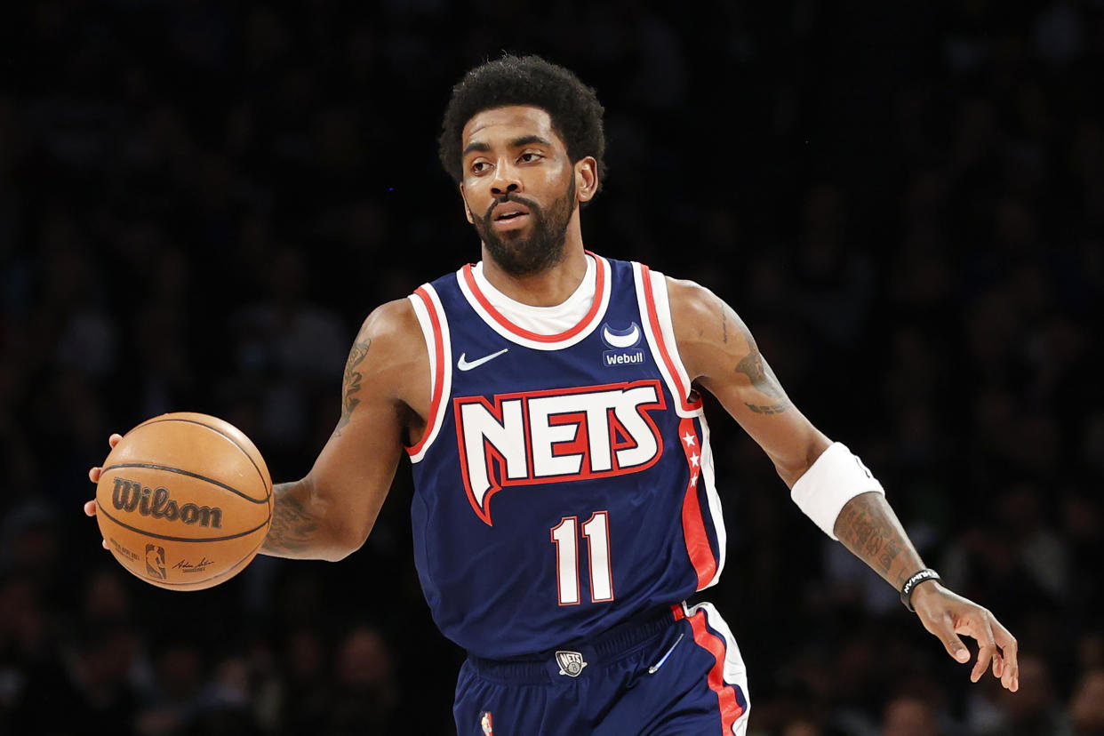 Kyrie Irving's future with the Nets remains in doubt. (Photo by Sarah Stier/Getty Images)