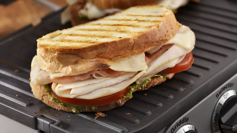 Grilled sandwich in panini press