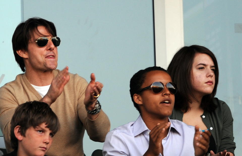 Tom Cruise and his children Connor and Isabella watch Los Angeles Galaxy vs Milan AC