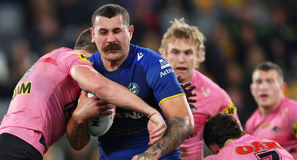 Experienced Parramatta prop Reagan Campbell-Gillard could land at another NRL club in 2025. Image: Getty