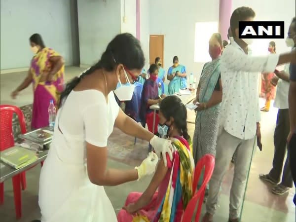 Visual from the COVID-19  vaccination drive in Andhra Pradesh. (Photo/ANI)