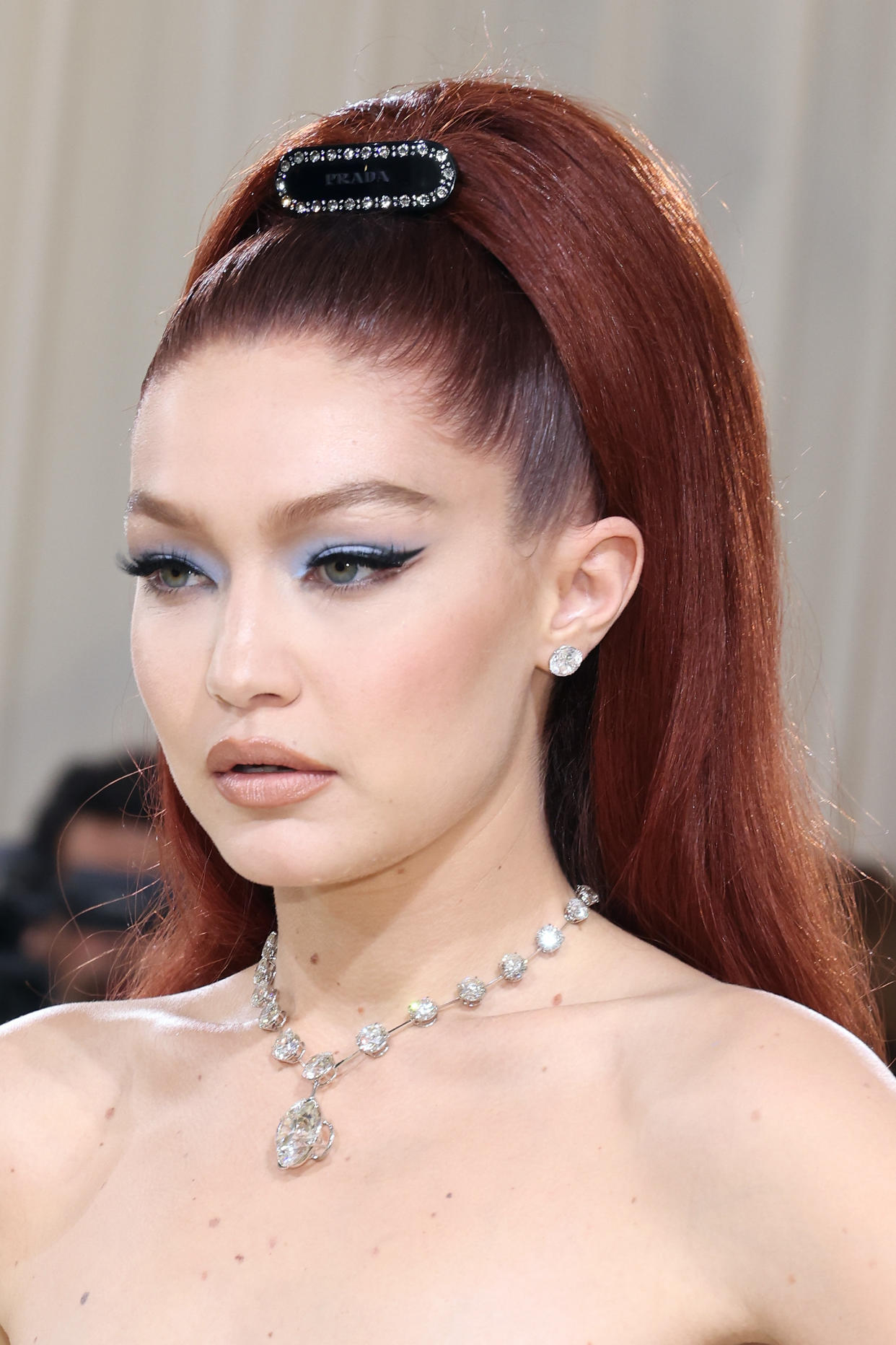 Gigi Hadid boasted a glowing complexion, thanks to Maybelline's affordable concealer at the 2021 Met Gala. (Getty Images)