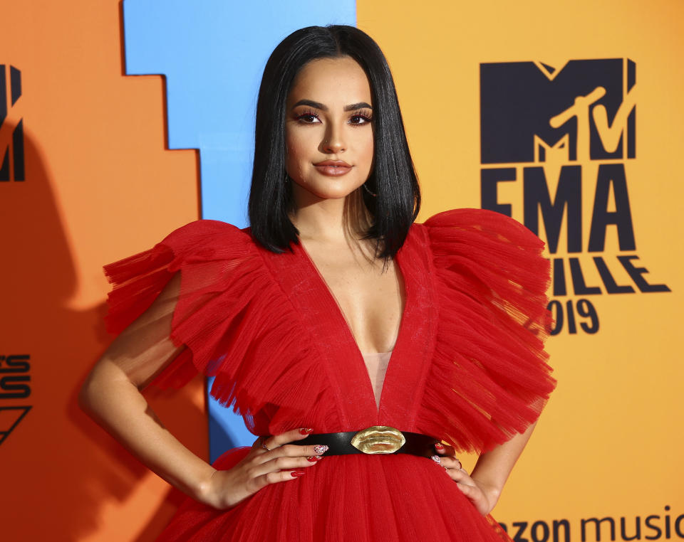 Becky G at the 2019 European MTV Awards. - Credit: Joel C Ryan/Invision/AP