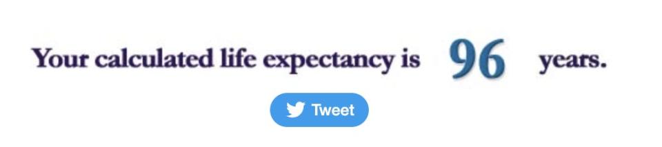 my life expectancy: 96 years