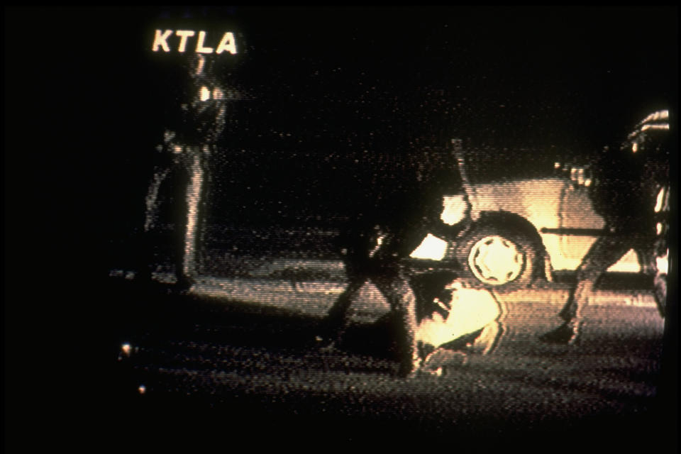 Video image of LAPD officers beating Rodney King