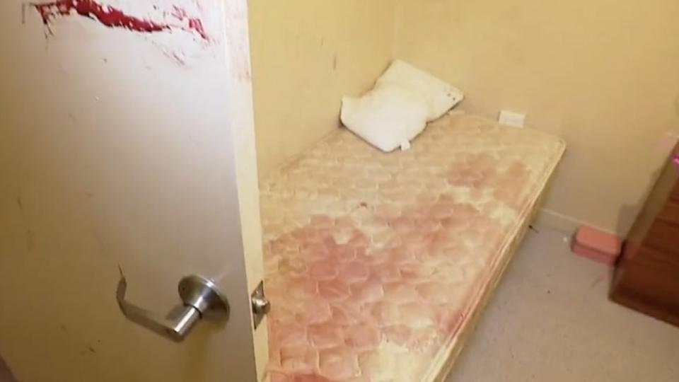 Blood from the attack soaked a mattress. Photo: Channel 9