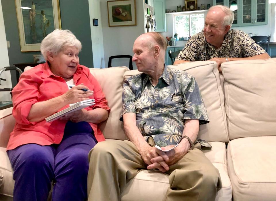 Cindy Ware, Gary Hansen and Jim Ware, from left, of the Democrats of Rossmoor Club