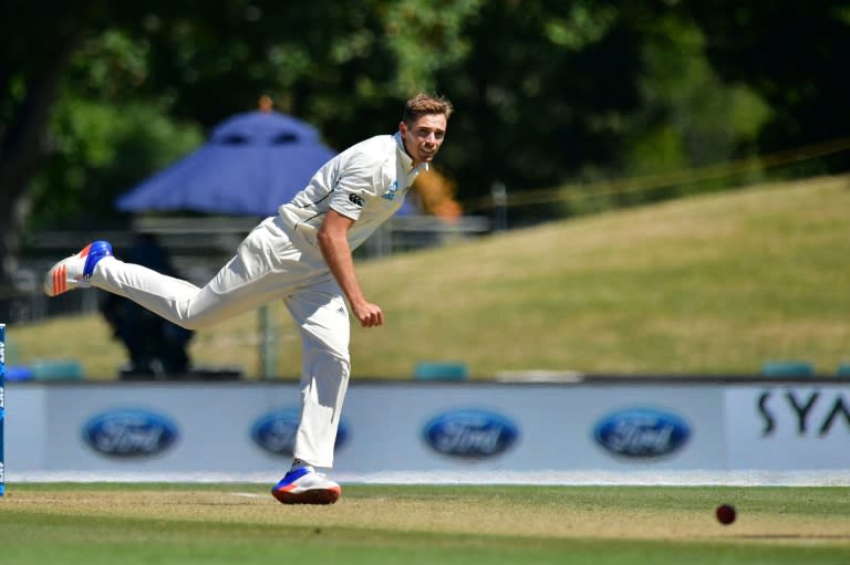 New Zealand's Tim Southee bowls on day four of their second Test match against Bangladesh, at Hagley Park Oval in Christchurch, on January 23, 2017