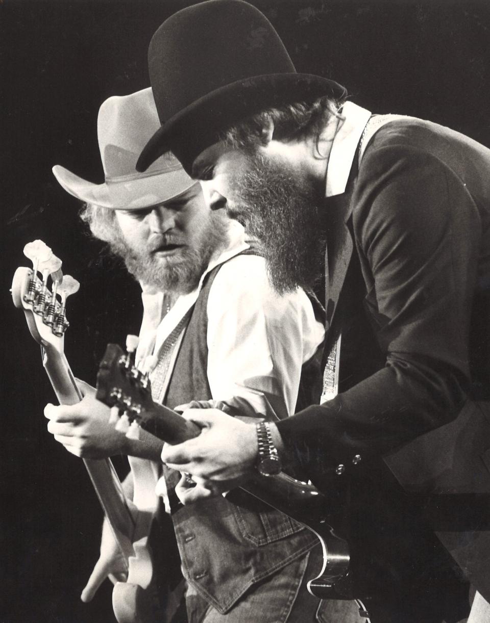 ZZ Top during their 1977 concert in Abilene at the Taylor County Coliseum. Dusty Hill is at the left with Billy Gibbons. A good number of readers nominated their song, "La Grange," for our list of "Best Songs About Texas."