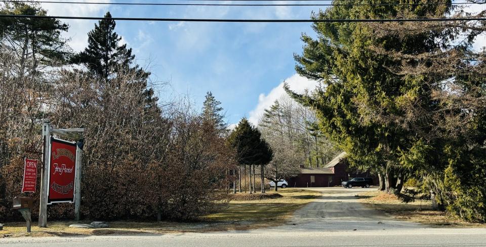 A developer is proposing to build 165 new townhouses on currently wooded property behind the antiques shop at 502 Post Road in Wells, Maine.