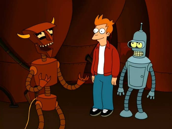 The Robot Devil with Fry and Bender in "Futurama"