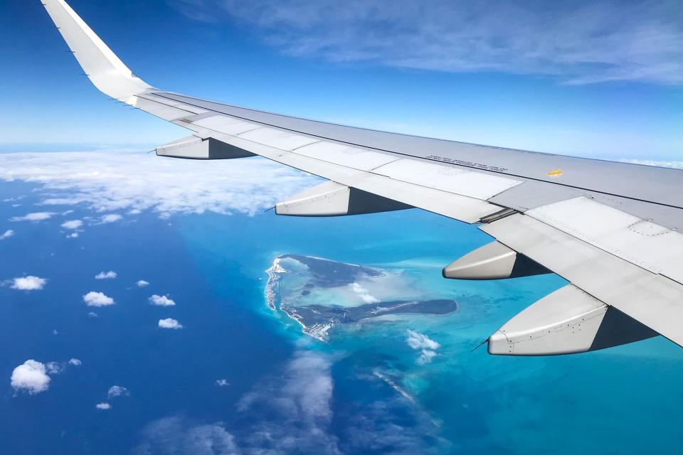 Bimini island in the Bahamas from airplane