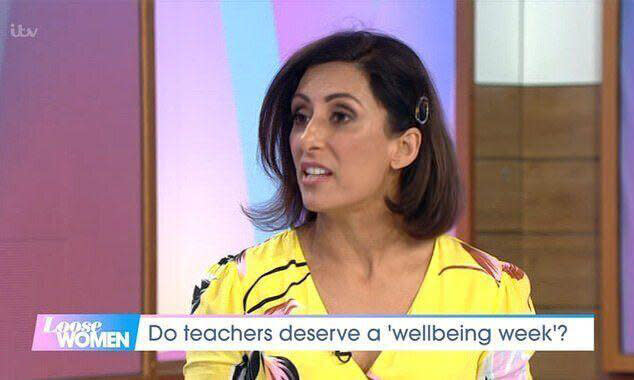 Saira Khan says she only showers twice a week to treat her dry skin. Photo: ITV 