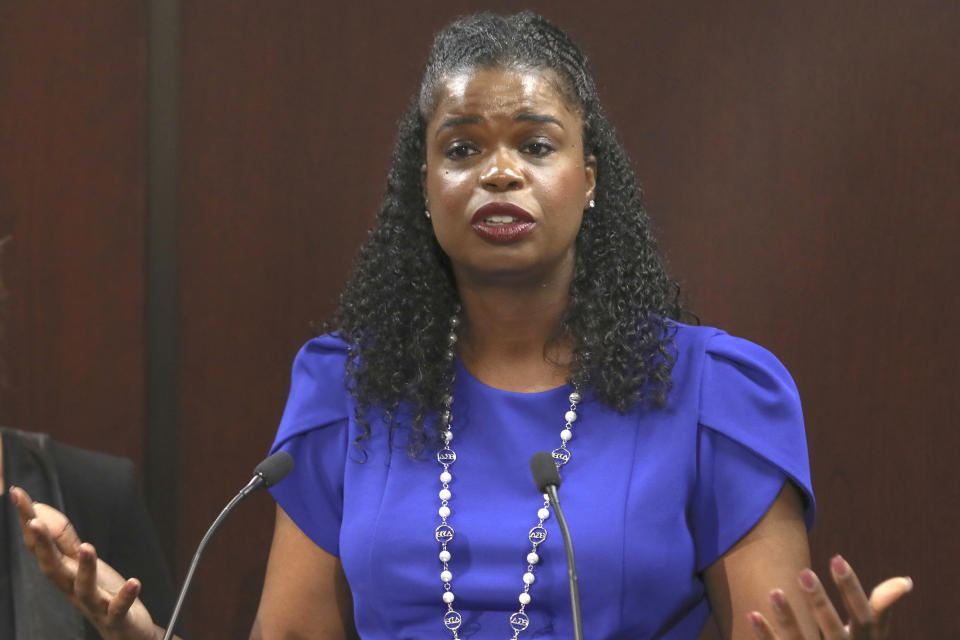 FILE - In this Aug. 27, 20119 file photo, Cook County State's Attorney Kim Foxx speaks at a news conference in Chicago. The latest twist in the Jussie Smollett saga is the revelation of a possible conflict of interest by the special prosecutor investigating why prosecutors dropped charges accusing the actor of staging a racist, homophobic attack on himself. Dan Webb disclosed this week he once co-hosted a political fundraiser for a figure central to his investigation, Cook County State's Attorney Kim Foxx. A Cook County judge must now decide if bias or the appearance of bias renders Webb's position untenable. (AP Photo/Teresa Crawford File)
