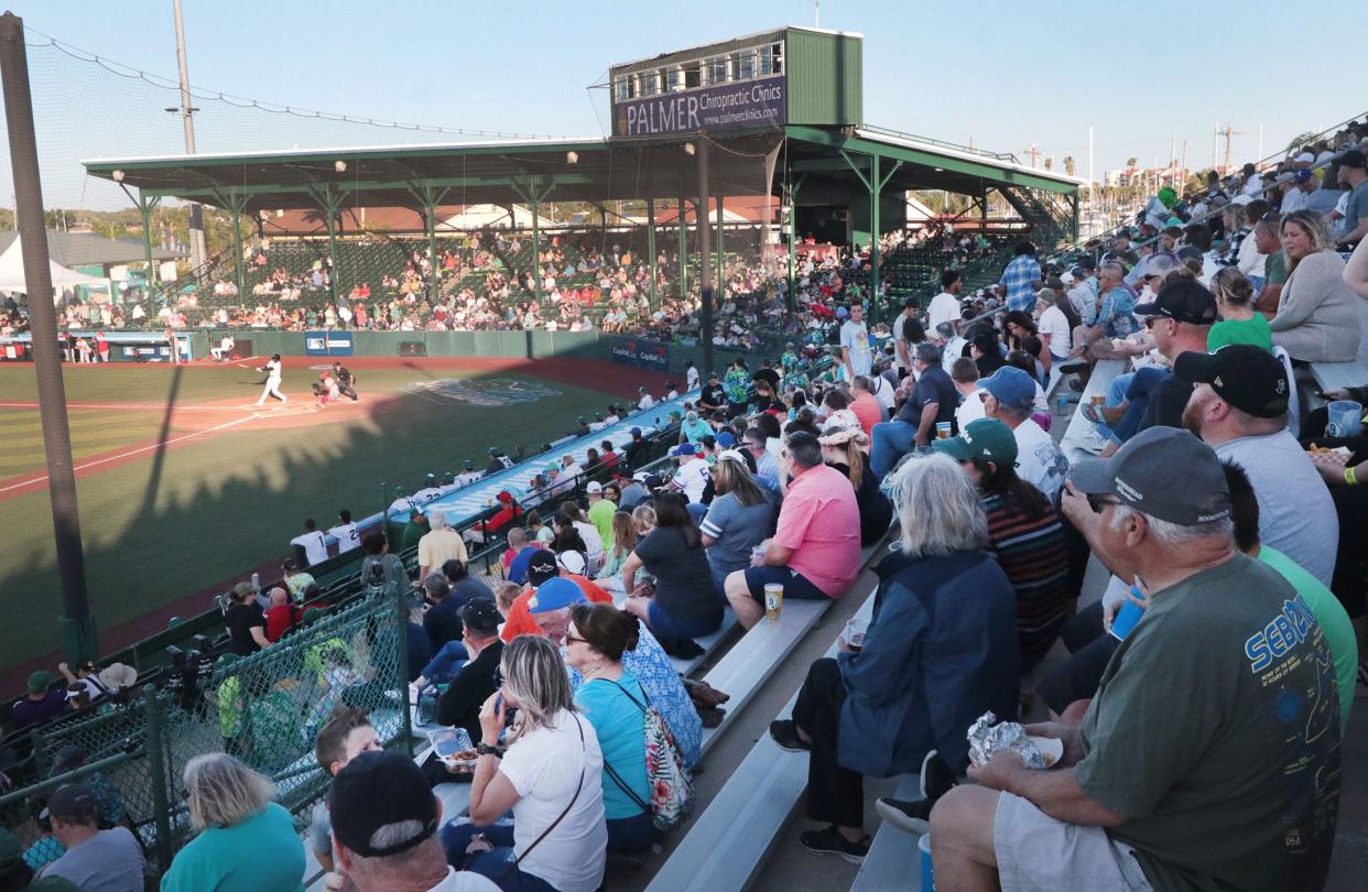 Baseball fans watch the Daytona Tortugas and Palm Beach Cardinals on Friday at Jackie Robinson Ballpark, the oldest stadium in use in Minor League Baseball. Florida Congressman Michael Waltz is co-sponsoring a bill to make the field, where Jackie Robinson made his professional debut in 1946, a National Commemorative Site.