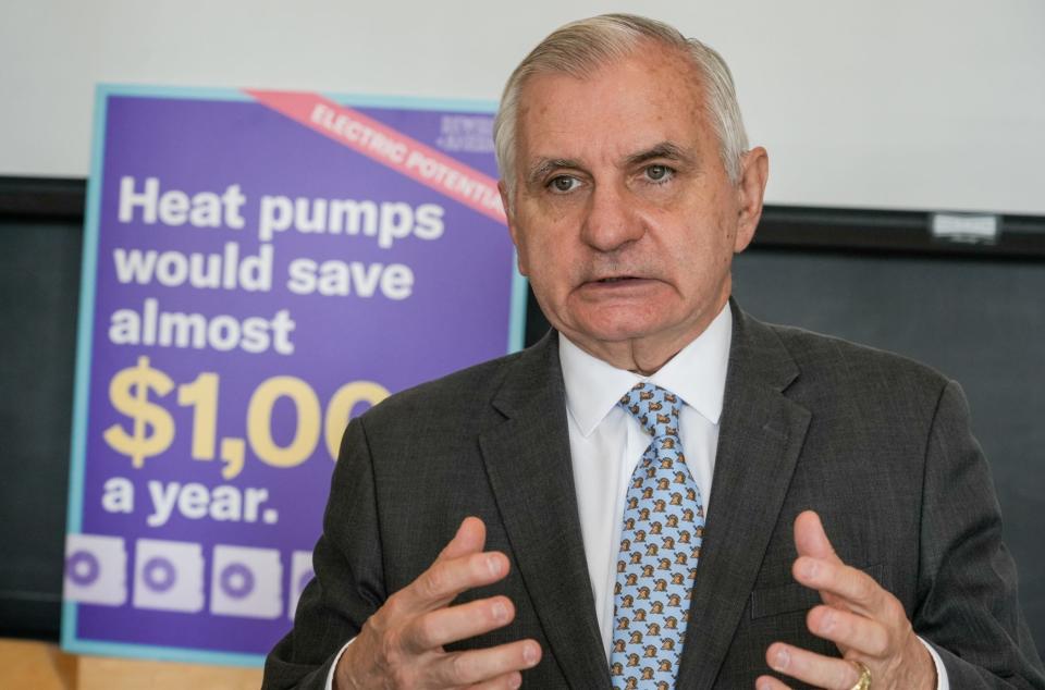 Sen. Jack Reed speaks at Taco Comfort Solutions, a Cranston manufacturer of heating and cooling systems, on Monday.