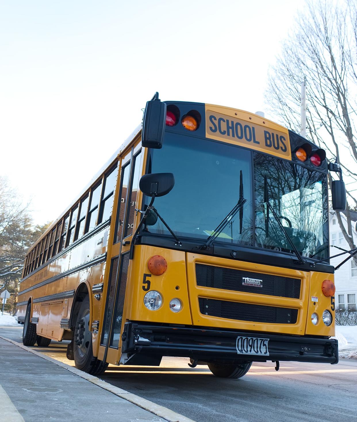 Bus 5 rolls up to Davey Elementary School in Kent.