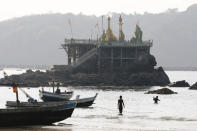 Fishermen cast nets in the ocean at Ngapali beach in Thandwe, Rakhine State, Myanmar February 19, 2019. REUTERS/Ann Wang