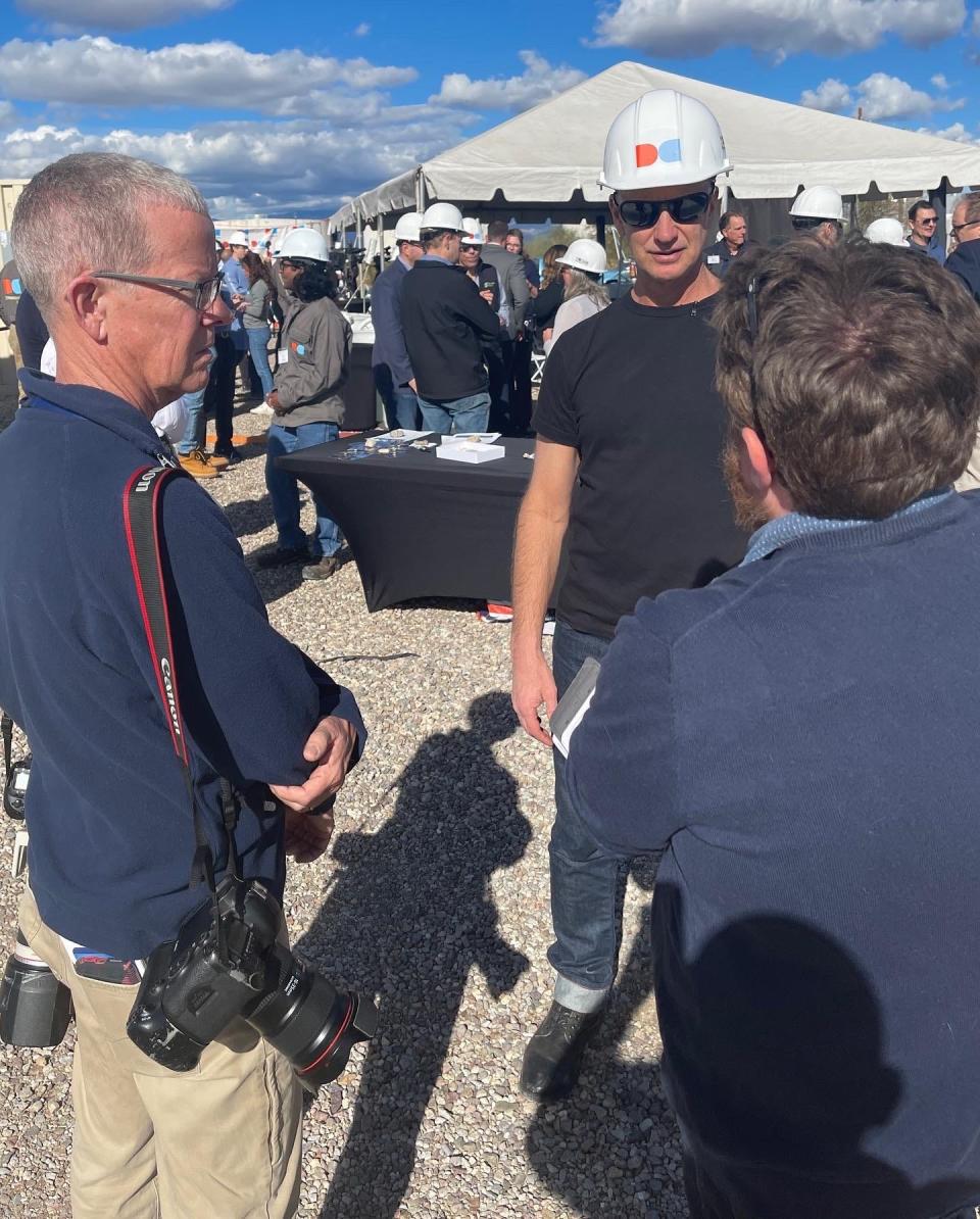 Dimensional Energy CEO Jason Salfi speaks with reporters who attended the company’s ribbon-cutting ceremony in Tucson on Dec. 6, 2022.
