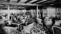 The smoker's lounge on the Titanic where passengers could retire for port and cigars.