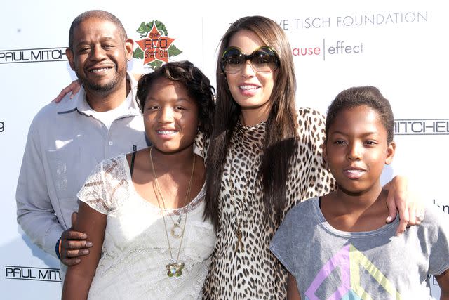 <p>Vivien Killilea/WireImage</p> Forest Whitaker and Keisha Nash with daughters Sonnet and True in Los Angeles on Nov. 14, 2010