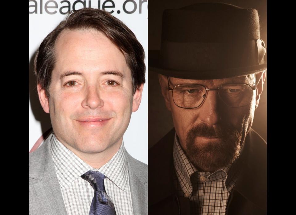 John Cusack or Matthew Broderick as Walter White? Too weird to imagine it now, but AMC wanted them as Walter, <a href="http://www.hollywoodreporter.com/news/breaking-bad-vince-gilligan-bryan-cranston-347082" target="_hplink">according to The Hollywood Reporter</a>. When both turned down the role, AMC went with Bryan Cranston as the drug-dealing, facial hair-growing chemistry teacher.   