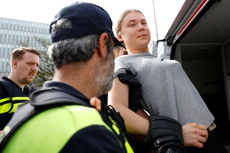 Climate activists try to block the A12 highway in The Hague