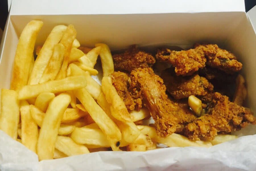 chicken and fries from dixie fried chicken