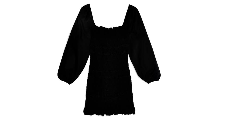 Black Shirred Pop Mini Dress