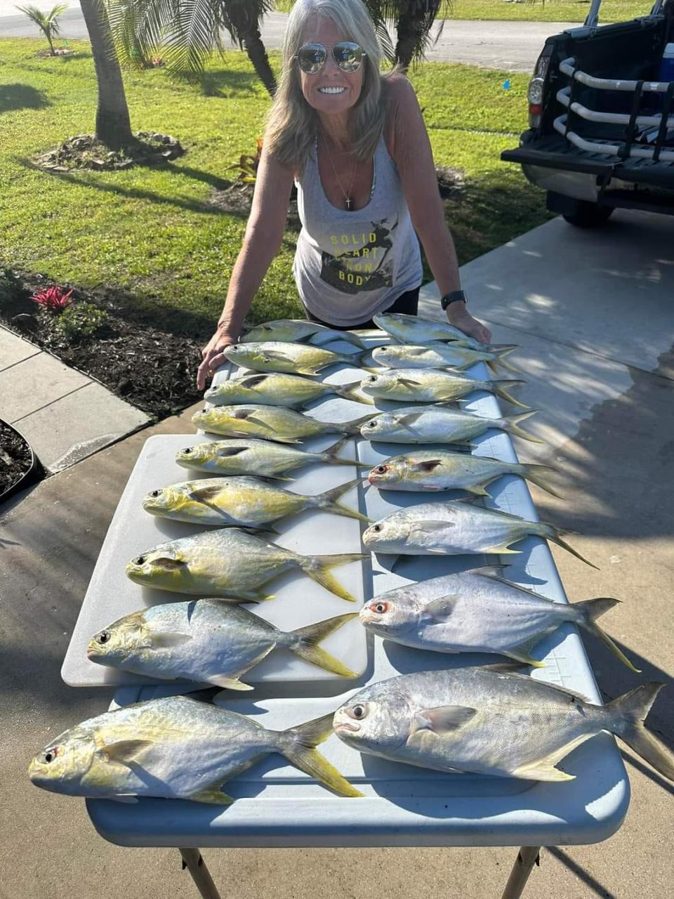 Deb Sperco of Port St. Lucie and husband Paul had a good day of pompano fishing at a Hutchinson Island beach Feb. 27, 2024.