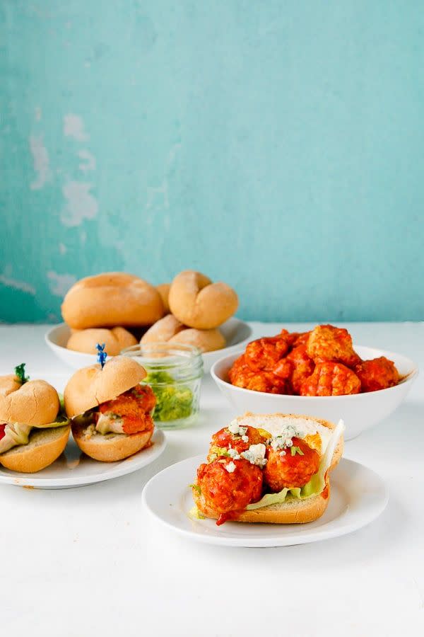 Slow Cooker Buffalo Chicken Meatball Mini Sandwiches