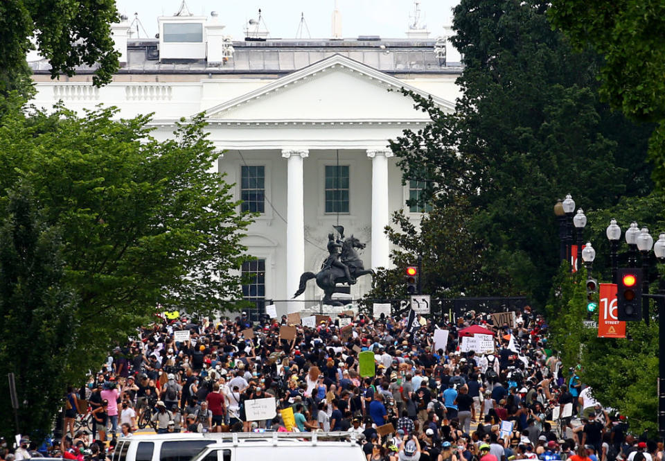 Crowds have continued to gather outside the White House to protest. Source: Getty