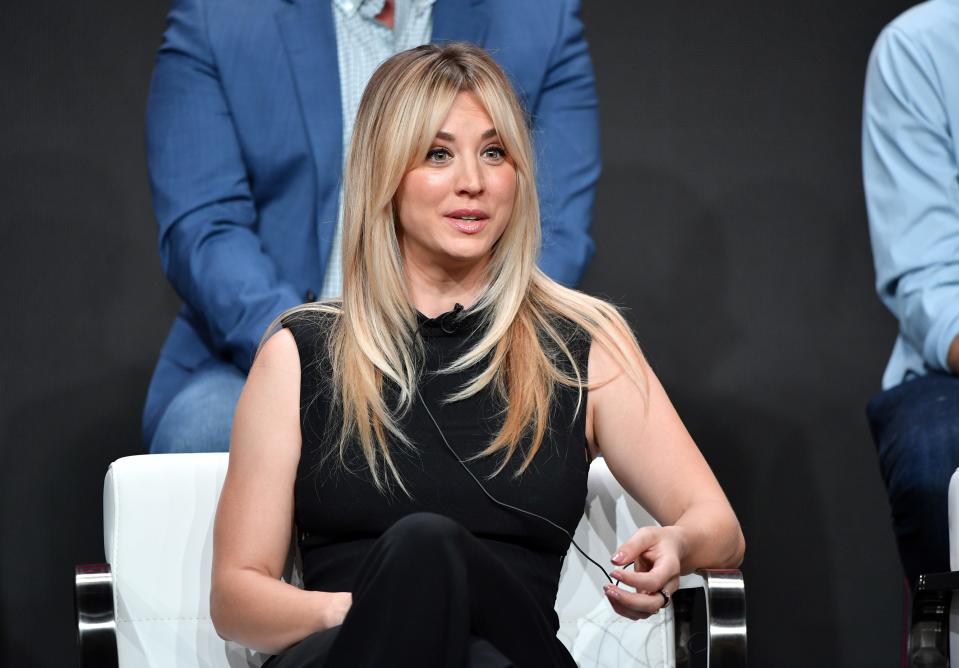 Kaley Cuoco speaks onstage during the 2019 Summer TCA Press Tour on July 23, 2019 in Beverly Hills, Calif.