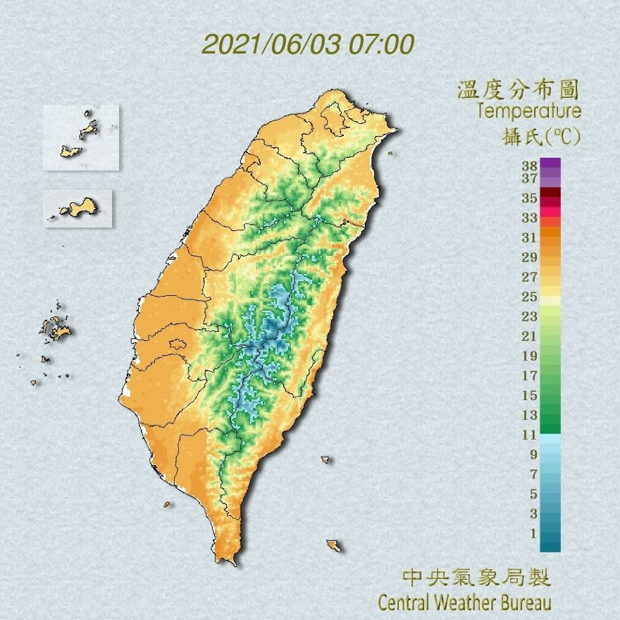 全台今天都是晴朗炎熱天氣，又要漸漸被高溫熱成烤番藷了。   圖：中央氣象局/提供